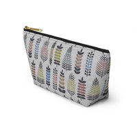 Stamped Leaves Accessory Pouch w T-bottom in Black